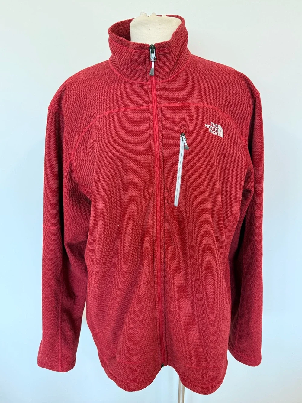 The North Face Men's Cap Rock Textured Fleece Full Zip Jacket Red Size XL
